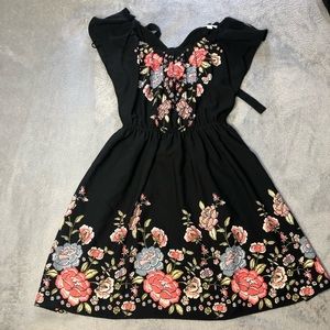 NWOT Lauren Conrad Floral Black Dress